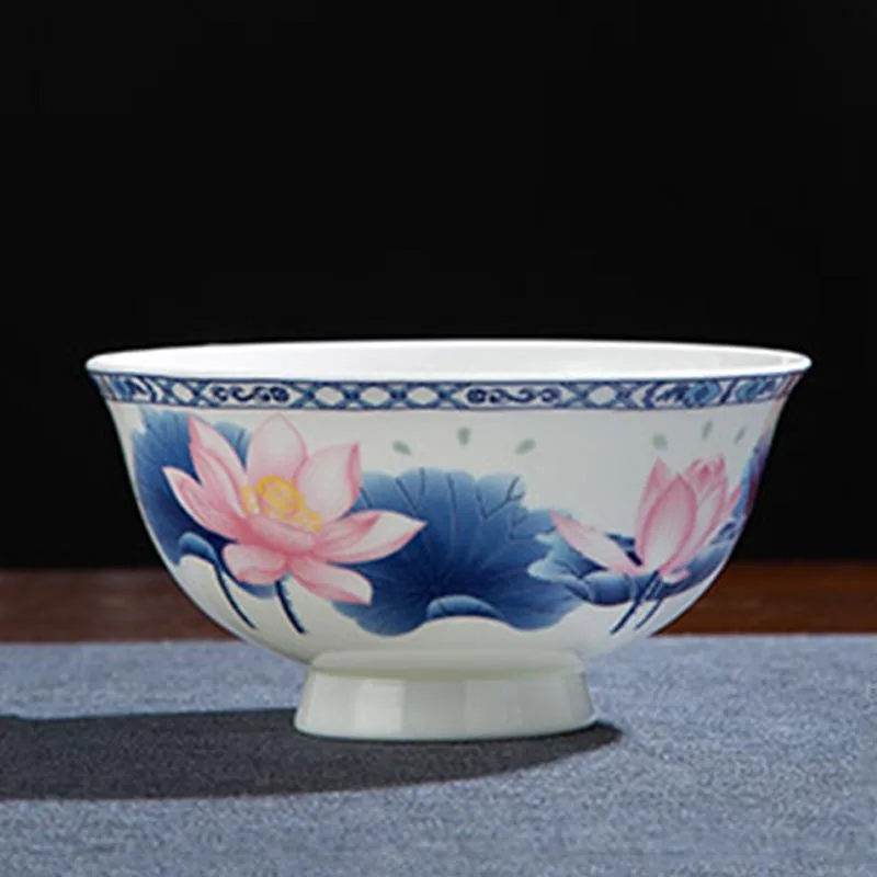 

4.5/6 inch Jingdezhen Chinese Bone china Bowl Ceramic Ramen Bowls Food Plate Art Small Bowl Lotus Tableware Porcelain Utensils