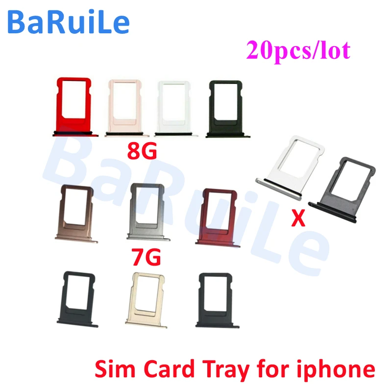 BaRuiLe 20 шт. лоток для SIM-карты iPhone X 5S 6 6S 7 8 Plus держатель слот-ридер адаптер запасные