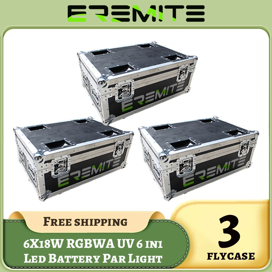 Без налога 3x Flycases для 6x18 Вт 6 в 1 RGBAW + ультрафиолетовая батарея Par Светильник