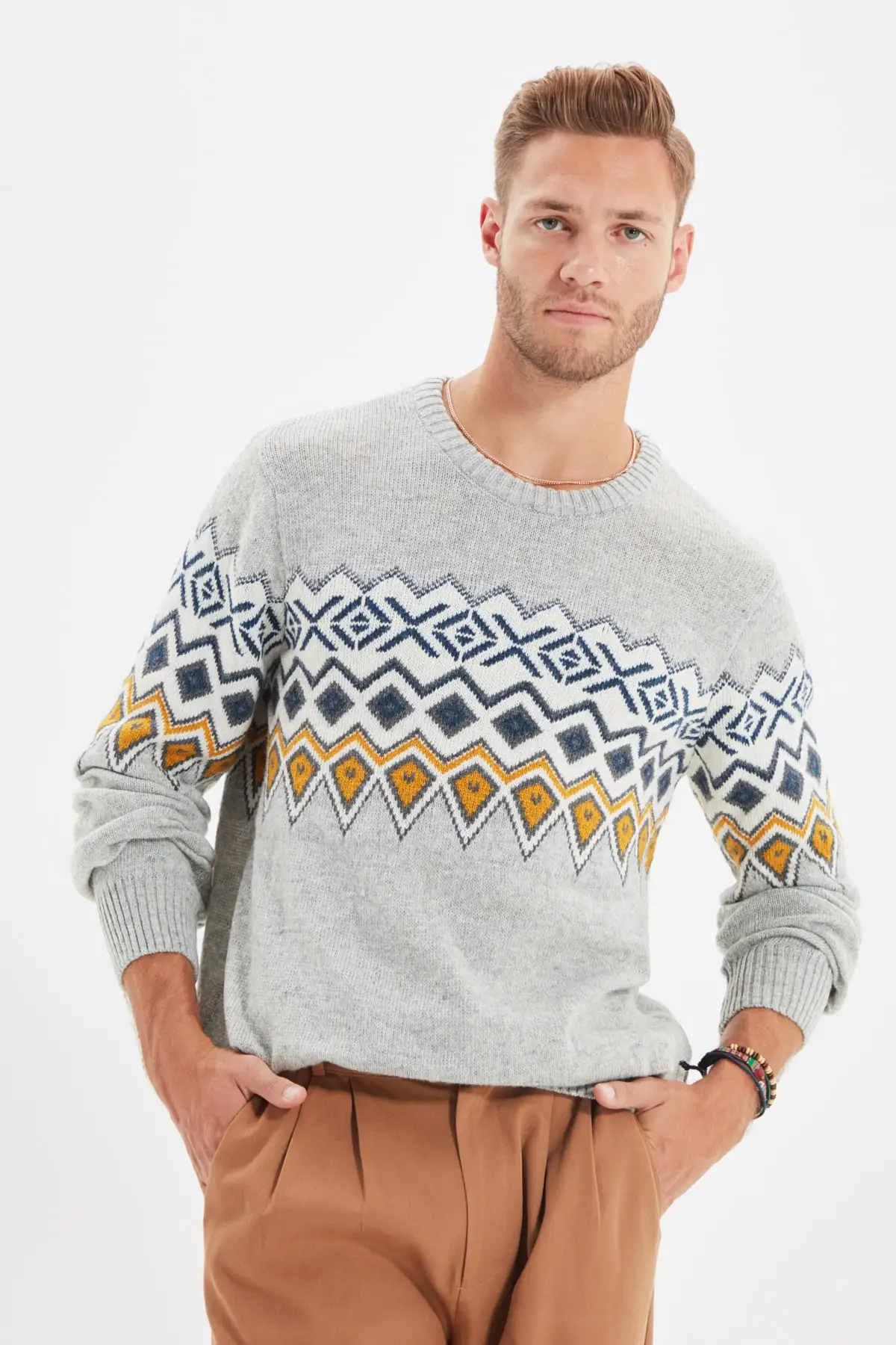 Men's Slim Fit cycling collar jacquard paneled Knitwear pullover tmnaz0382
Men's Slim Fit cycling collar jacquard paneled Knitwear pullover tmnaz0382