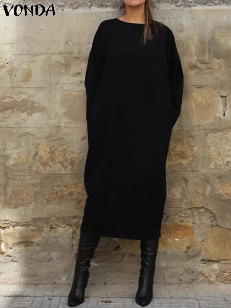 Autmun Long Sleeve Dress VONDA 2022 Women Sundress Autumn Round Neck Shirt Vestido Casual Midi Vestido Robe Oversize
Autmun Long Sleeve Dress VONDA 2022 Women Sundress Autumn Round Neck Shirt Vestido Casual Midi Vestido Robe Oversize