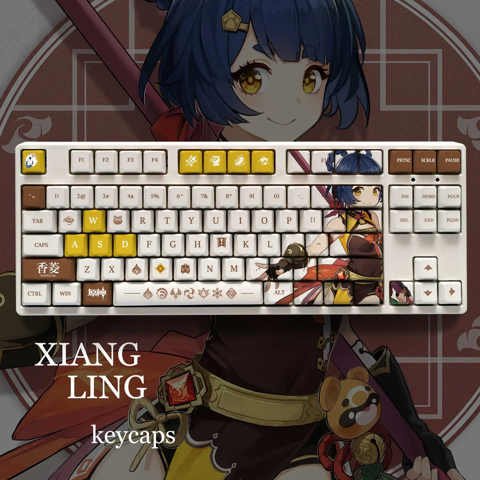 Genshin Impact Theme XIANGLING Pbt Material Keycaps 108 Keys Set for 61 87 104 108 Key Mechanical Keyboard Oem Profile
Genshin Impact Theme XIANGLING Pbt Material Keycaps 108 Keys Set for 61 87 104 108 Key Mechanical Keyboard Oem Profile