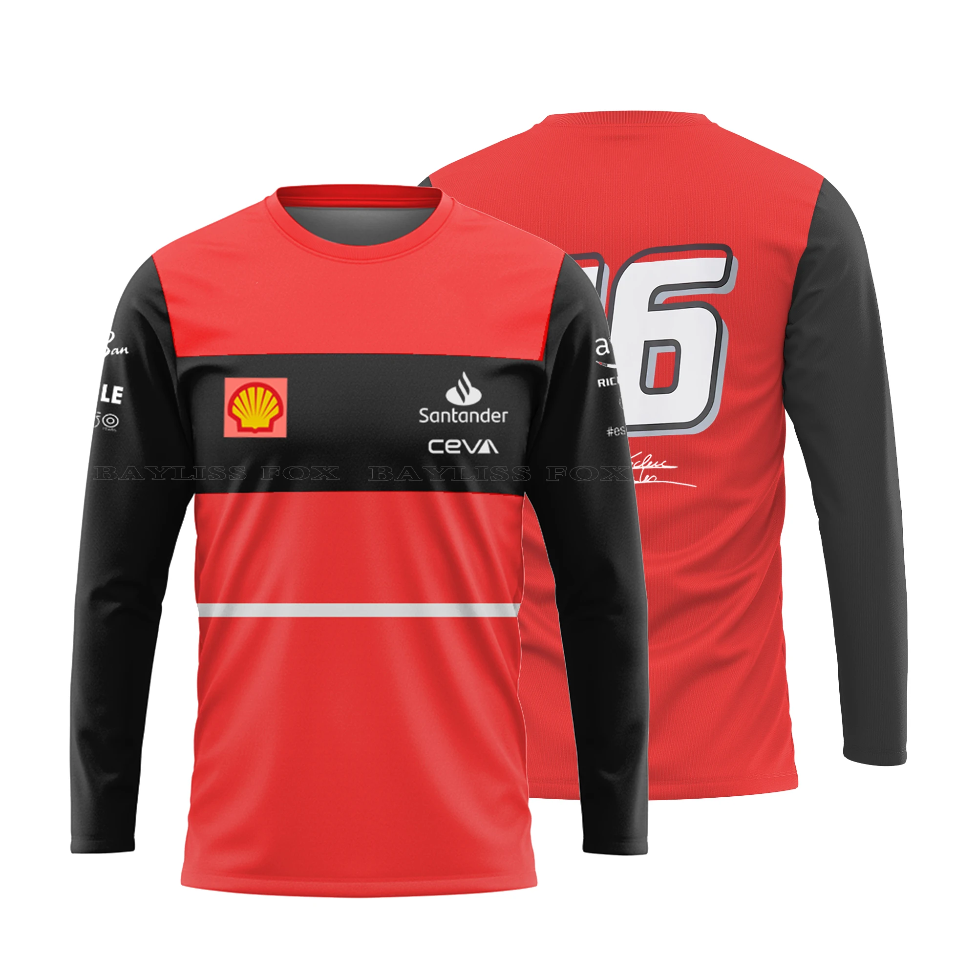 

For Ferrari Long T-Shirt Driver Leclerc/Sainz F1 2022 Official Team Summer Motorsport Racing Red Quick-dry Breathable Jerseys