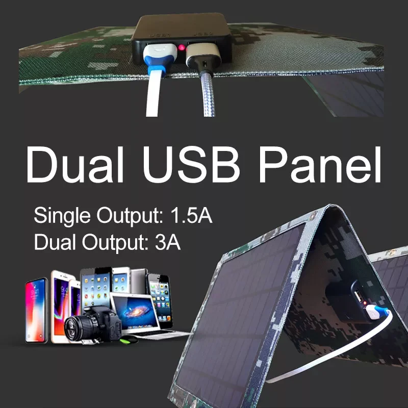 2023Foldable 5V 100W Dual USB Solar Panel Outdoor Waterproof Solar Panel Charger Mobile Power Battery Charger With 4 in 1 Cables
2023Foldable 5V 100W Dual USB Solar Panel Outdoor Waterproof Solar Panel Charger Mobile Power Battery Charger With 4 in 1 Cables