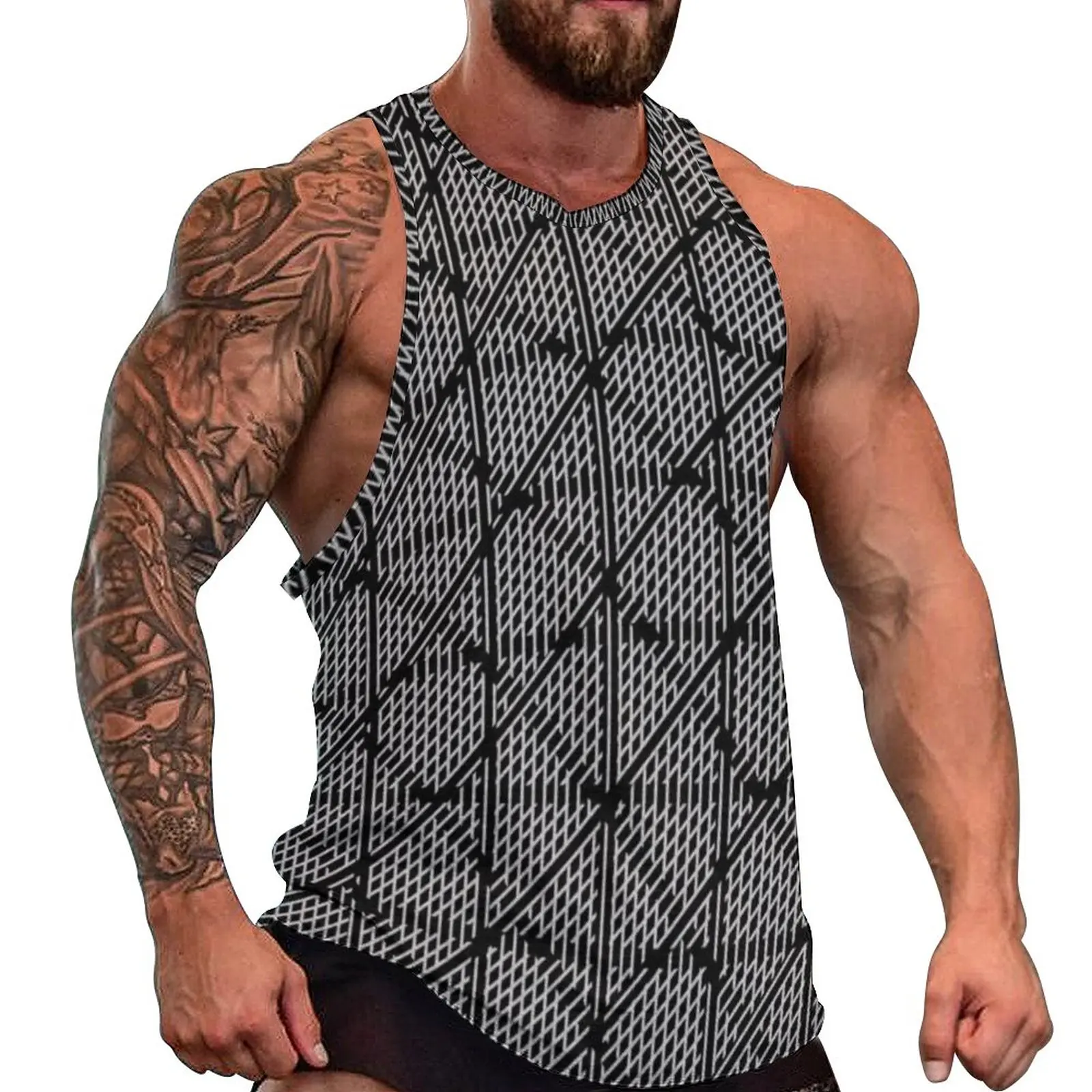 Vintage Nordic Lines Beach Tank Top Black And White Print Gym Tops Man Pattern Trendy Sleeveless Shirts Big Size 4XL 5XL
Vintage Nordic Lines Beach Tank Top Black And White Print Gym Tops Man Pattern Trendy Sleeveless Shirts Big Size 4XL 5XL