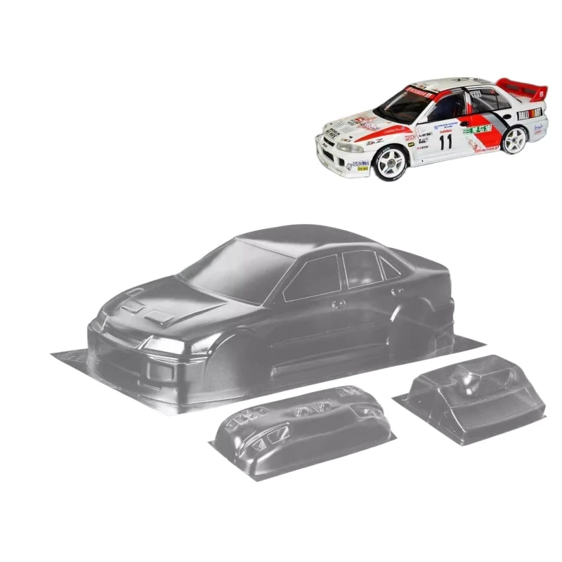 1/10 Mini Evolution III прозрачный корпус Lexan с задним крылом + светильник пряжкой