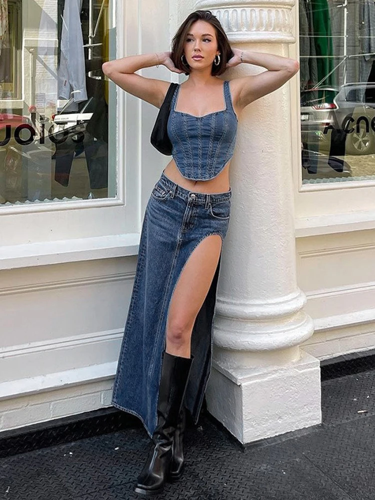 Женская джинсовая юбка с высокой талией и разрезом, летняя уличная мода, джинсовая длинная юбка, сексуальная универсальная повседневная длинная джинсовая юбка для женщин, y2k
Женская джинсовая юбка с высокой талией и разрезом, летняя уличная мода, джинсовая длинная юбка, сексуальная универсальная повседневная длинная джинсовая юбка для женщин, y2k