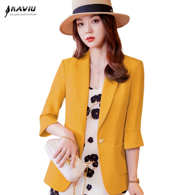 Casual Yellow Blazer Women 2022 New Summer Fashion Design Temperament Half Sleeve Slim Formal Jacket Office Ladies Work Coat
Casual Yellow Blazer Women 2022 New Summer Fashion Design Temperament Half Sleeve Slim Formal Jacket Office Ladies Work Coat