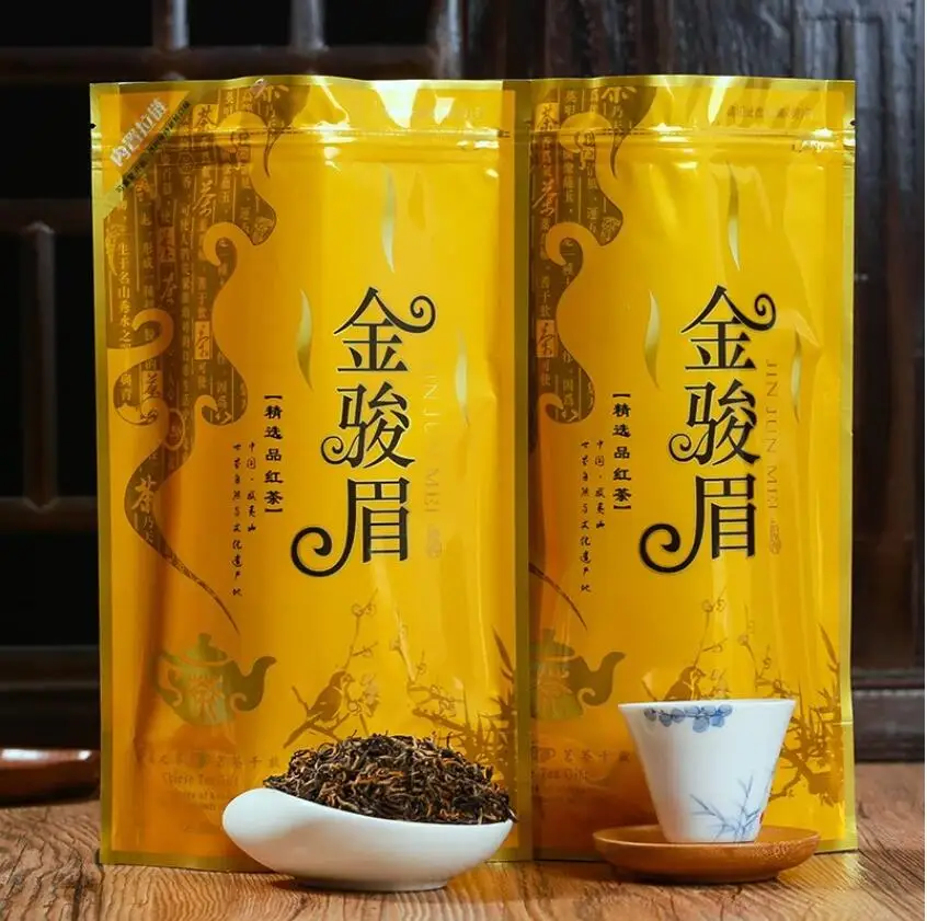 

2022 jinjunmei tea Organic Fujian Wuyi Jin Jun Mei Black Tea The Golden Buds Eyebrow Junmee Kim Chun Mei black tea no tea pot