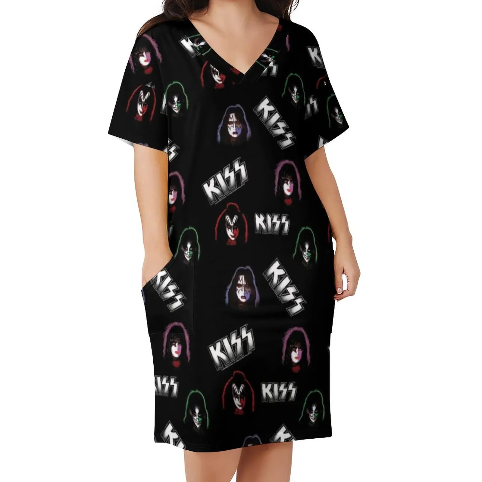 Kiss Band Faces Dress Plus Size Kiss Music Street Fashion Casual Dress Womens Holiday V Neck Modern Dresses Birthday Present
Kiss Band Faces Dress Plus Size Kiss Music Street Fashion Casual Dress Womens Holiday V Neck Modern Dresses Birthday Present