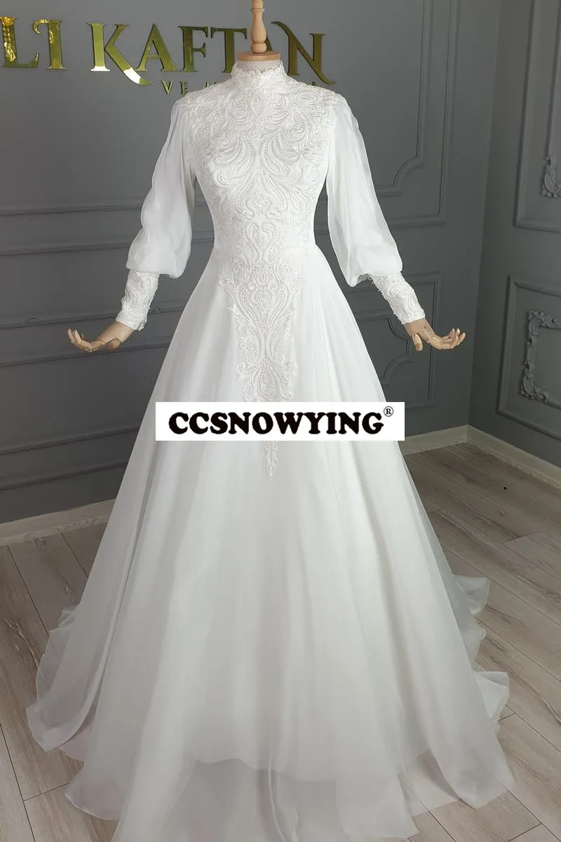 Elegant Appliques Long Sleeve Muslim Wedding Dresses for Bride High Neck Arabic Dubai Hijab Bridal Gown Vestidos De Novia
Elegant Appliques Long Sleeve Muslim Wedding Dresses for Bride High Neck Arabic Dubai Hijab Bridal Gown Vestidos De Novia