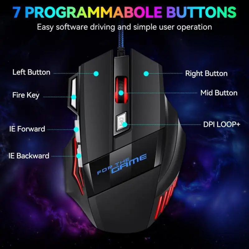 7-key Wired Mouse Colorful Breathing Luminous Electric Competition Mouse Game Mouse Photoelectric Mouse
7-key Wired Mouse Colorful Breathing Luminous Electric Competition Mouse Game Mouse Photoelectric Mouse