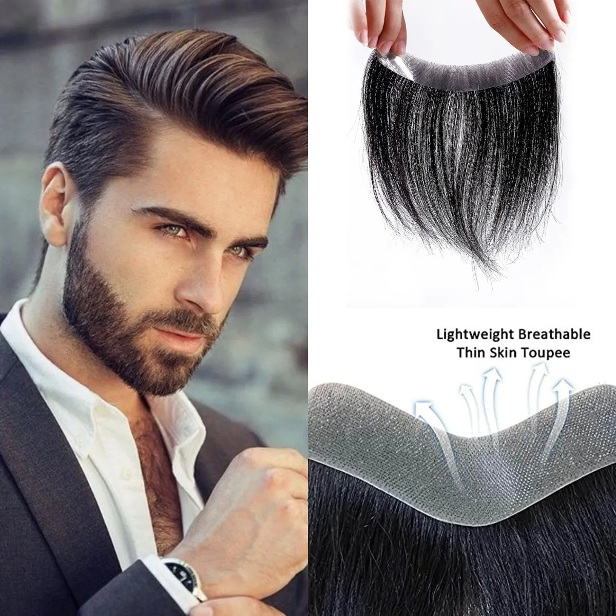 Men Front Toupee 100% Human Hairpiece For Men Frontal Toupee Wig Remy Hair With Thin Skin Base Natural Hairline Toupee 4x16cm
Men Front Toupee 100% Human Hairpiece For Men Frontal Toupee Wig Remy Hair With Thin Skin Base Natural Hairline Toupee 4x16cm