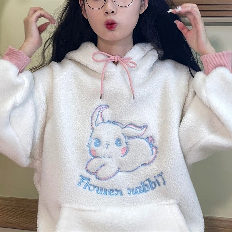 Winter Thicken Polar Fleece Kawaii Rabbit Ears Embroidery Hoodies Japanese Girls Oversized Sweatshirt Hip Hop Y2K Tops Kawaii
Winter Thicken Polar Fleece Kawaii Rabbit Ears Embroidery Hoodies Japanese Girls Oversized Sweatshirt Hip Hop Y2K Tops Kawaii