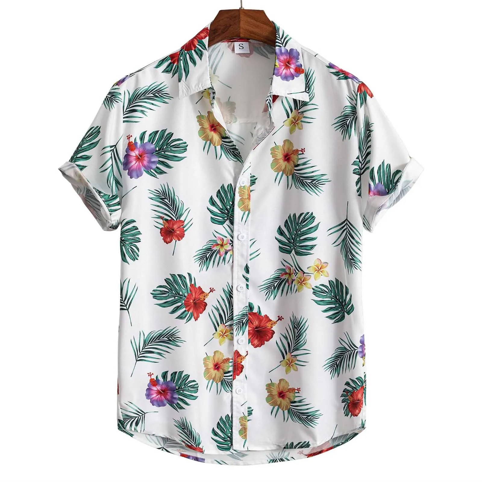 Casual Men's Loose Lapel Print Color Short Cuff Button Shirt Sand Beach Hawaiian Summer Top Lapel Chemise 
Casual Men's Loose Lapel Print Color Short Cuff Button Shirt Sand Beach Hawaiian Summer Top Lapel Chemise
