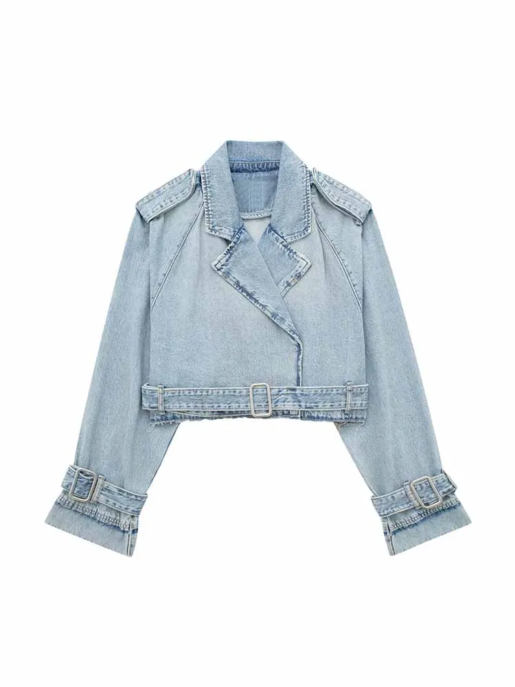 BSK&ZA&TRF Women 2023 New Fashion Belt decoration Cropped Denim trench Coat Long Sleeve Female Outerwear Chic Overshirt 2569/076
BSK&ZA&TRF Women 2023 New Fashion Belt decoration Cropped Denim trench Coat Long Sleeve Female Outerwear Chic Overshirt 2569/076