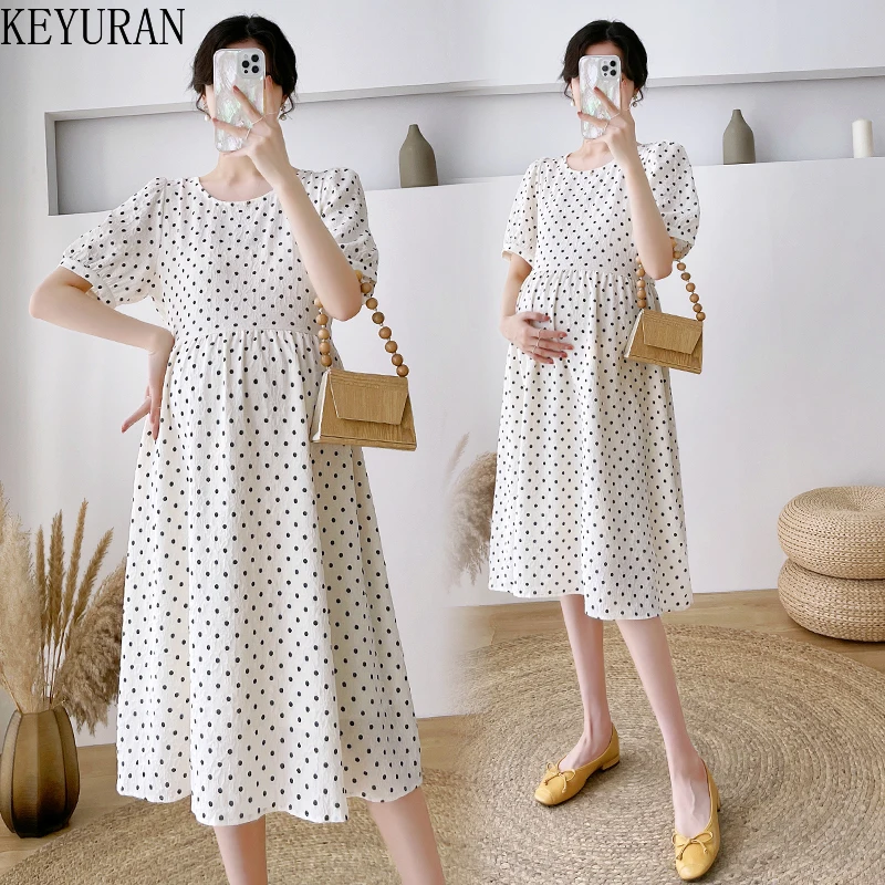 2022 Summer Maternity Dresses Clothes O-neck Short Sleeve Polka Dots Print A-Line Pregnancy Dress for Pregnant Women
2022 Summer Maternity Dresses Clothes O-neck Short Sleeve Polka Dots Print A-Line Pregnancy Dress for Pregnant Women
