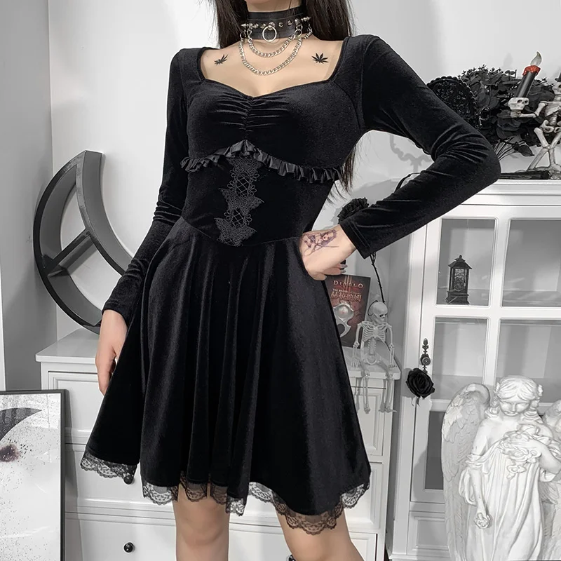 Женское бархатное платье Rosetic Fashion Woen Goth в стиле ретро, однотонное платье с длинным рукавом и квадратным вырезом, пуловер в готическом стиле ...
Женское бархатное платье Rosetic Fashion Woen Goth в стиле ретро, однотонное платье с длинным рукавом и квадратным вырезом, пуловер в готическом стиле ...