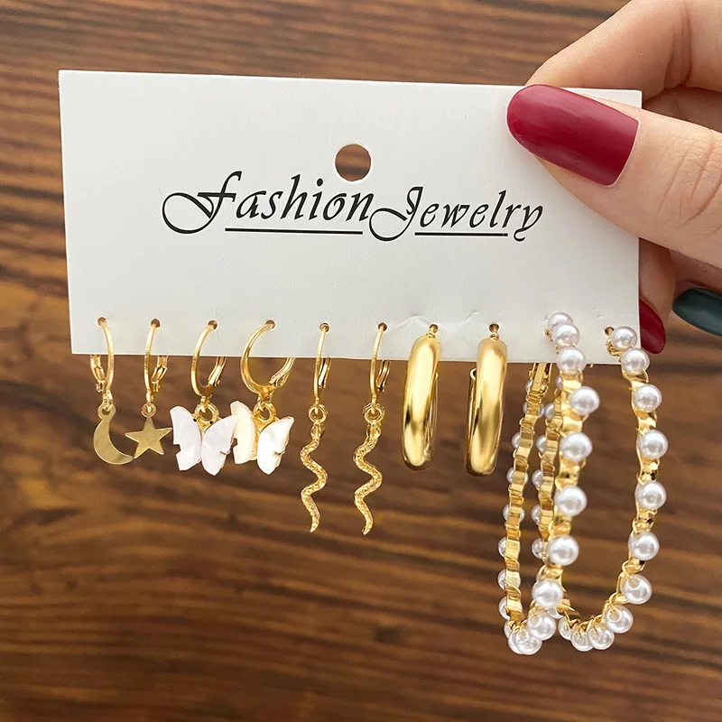 Vintage Lady Star Moon Butterfly Stud Earring Set for Women Big Hoop Dangle Heart Twist Geometric Statement Piercing Jewelry
Vintage Lady Star Moon Butterfly Stud Earring Set for Women Big Hoop Dangle Heart Twist Geometric Statement Piercing Jewelry