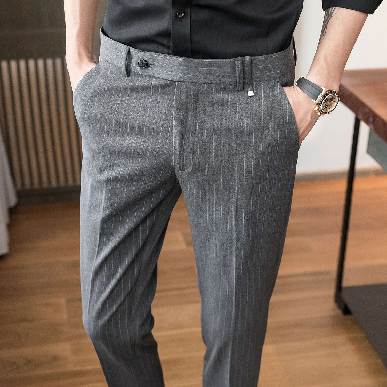 Sale 2023 Trousers New Pantalon Clothing 28-36 Pants Business Dress Office Striped Summer Slim Wear Fit Formal Spring Men Homme
Sale 2023 Trousers New Pantalon Clothing 28-36 Pants Business Dress Office Striped Summer Slim Wear Fit Formal Spring Men Homme