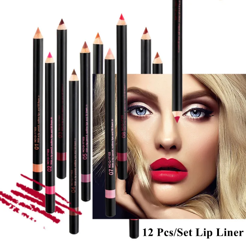 12 Pcs/Set Fashion Black Rod Lip Liner Long Lasting Waterproof Grooming Lipstick Pen Mixed Color Lip Liner Set Beauty Tools
12 Pcs/Set Fashion Black Rod Lip Liner Long Lasting Waterproof Grooming Lipstick Pen Mixed Color Lip Liner Set Beauty Tools