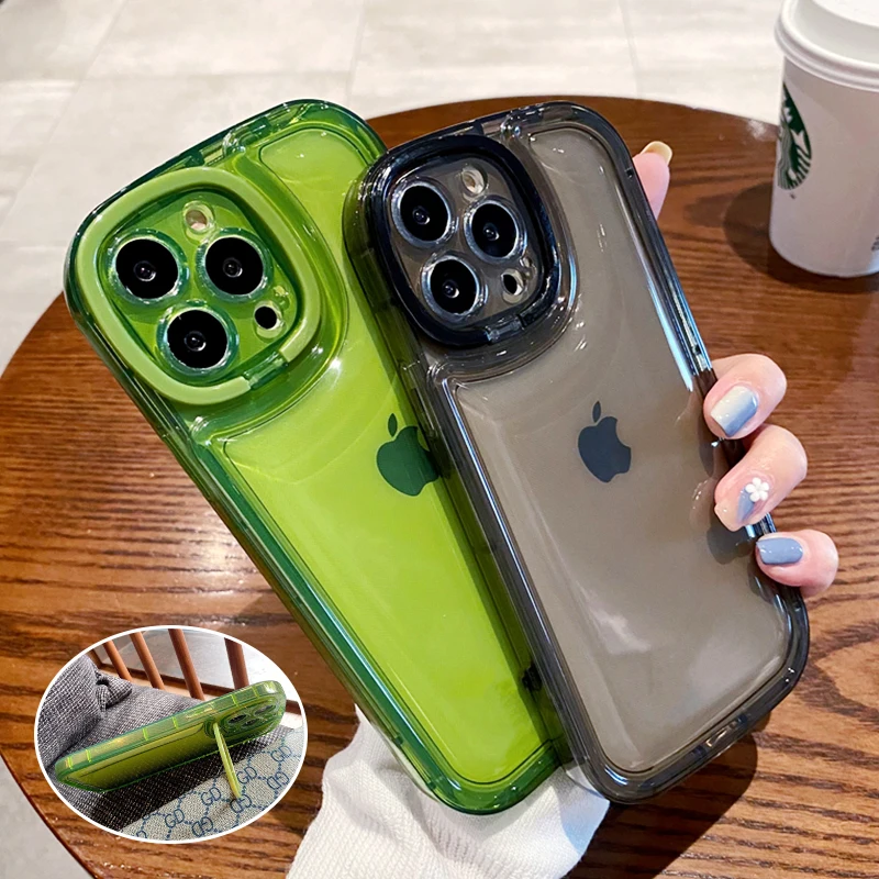 Invisible Camera Lens Square Folding Stand Holder Clear Phone Case For iPhone 14 13 12 11 Pro Max 14 Plus Silicone Candy Cover
Invisible Camera Lens Square Folding Stand Holder Clear Phone Case For iPhone 14 13 12 11 Pro Max 14 Plus Silicone Candy Cover