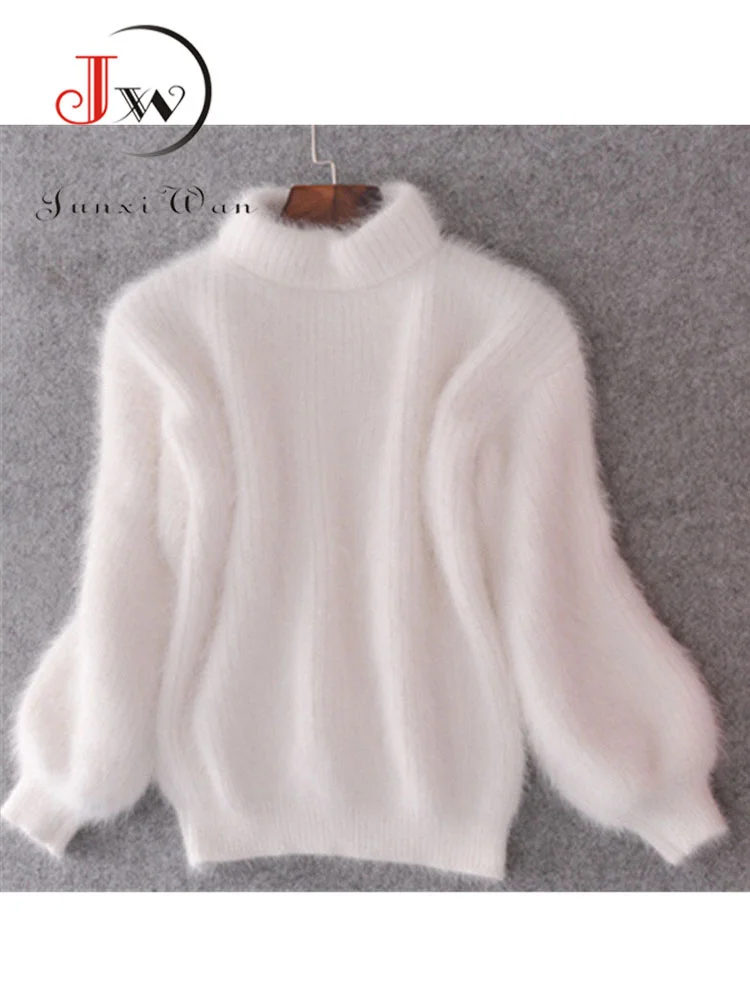White Mohair Thicken Turtleneck Sweater Autumn Winter Sweet Fashion Lantern Sleeve Casual Solid Color Pullover pull femme
White Mohair Thicken Turtleneck Sweater Autumn Winter Sweet Fashion Lantern Sleeve Casual Solid Color Pullover pull femme