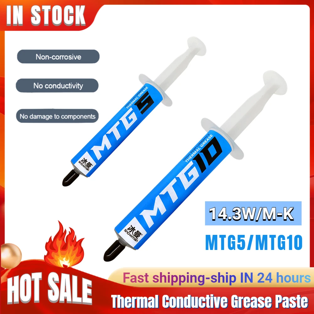 5g/10g шприц MTG5/MTG10, Теплопроводящая смазка, паста 14,3 Вт/мК для процессора AMD Intel, ЦП, теплоотвод, вентилятор охлаждения VGA
5g/10g шприц MTG5/MTG10, Теплопроводящая смазка, паста 14,3 Вт/мК для процессора AMD Intel, ЦП, теплоотвод, вентилятор охлаждения VGA