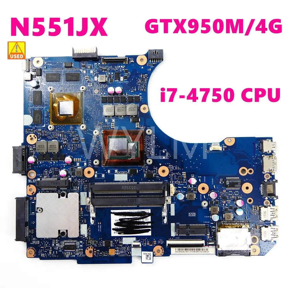 N551JX материнская плата i7-4750HQ ЦП GTX950M/4G для ASUS G551JW N551J G551JK N551JW G551JX N551JK тестирование 100%