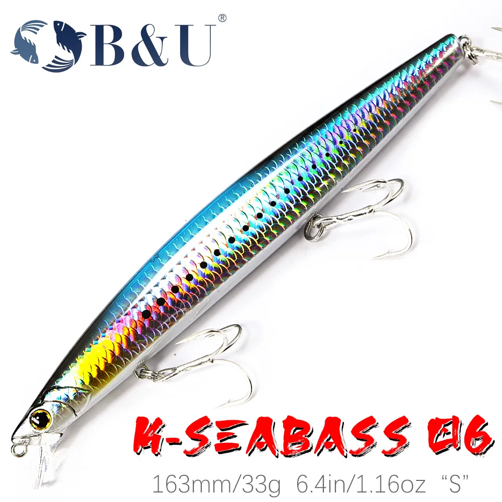 B&U 163mm 33g Ultra Long Casting Sinking Saltwater Minnow Sea Fishing Lure Artificial Large Hard Baits
B&U 163mm 33g Ultra Long Casting Sinking Saltwater Minnow Sea Fishing Lure Artificial Large Hard Baits