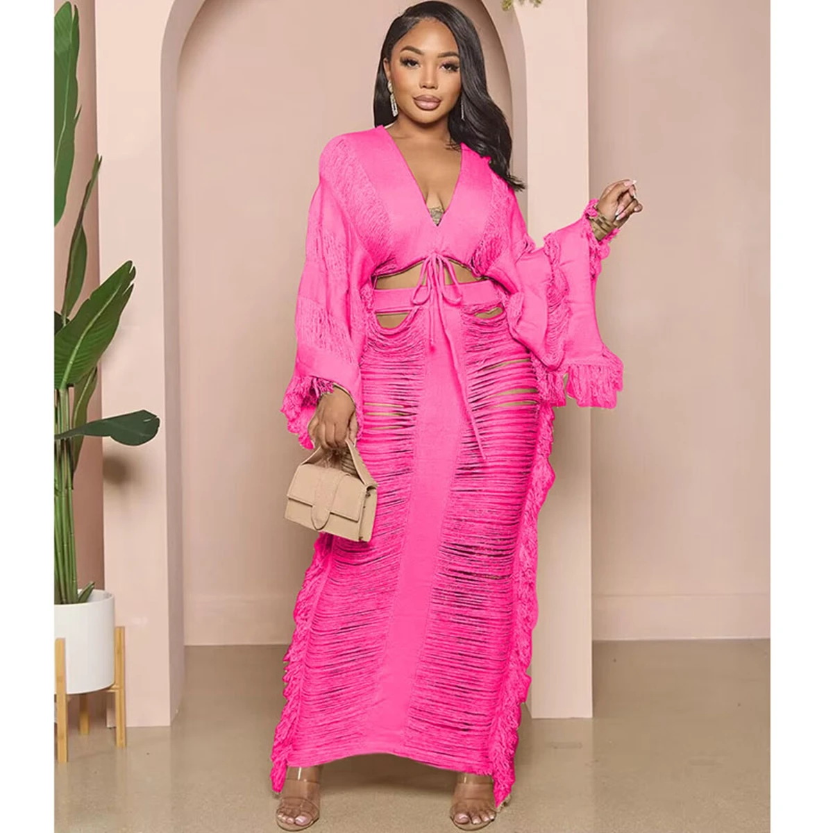 Wishyear Hollow out Crochet Knitted Matching Women Outfits Beach Holiday Crop Top Maxi Skirt Dress Summer Two Piece Set Vacation
Wishyear Hollow out Crochet Knitted Matching Women Outfits Beach Holiday Crop Top Maxi Skirt Dress Summer Two Piece Set Vacation