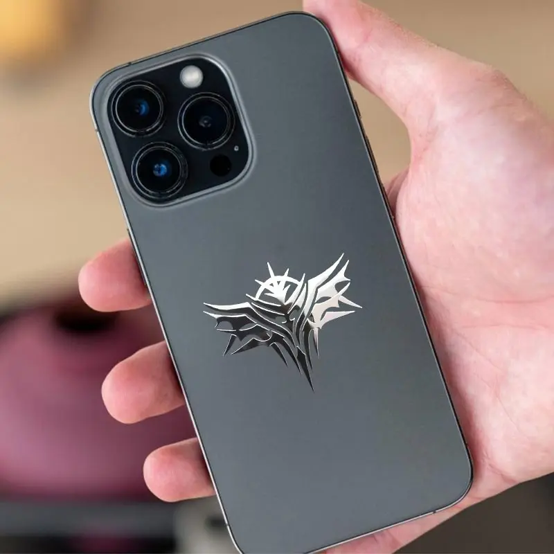 Серебряный светоотражающий логотип Zaku, 3,5 см X 3,2 см, металлические канцелярские наклейки премиум-класса, аниме, Телефон «воин», электронные игрушки, школьные принадлежности