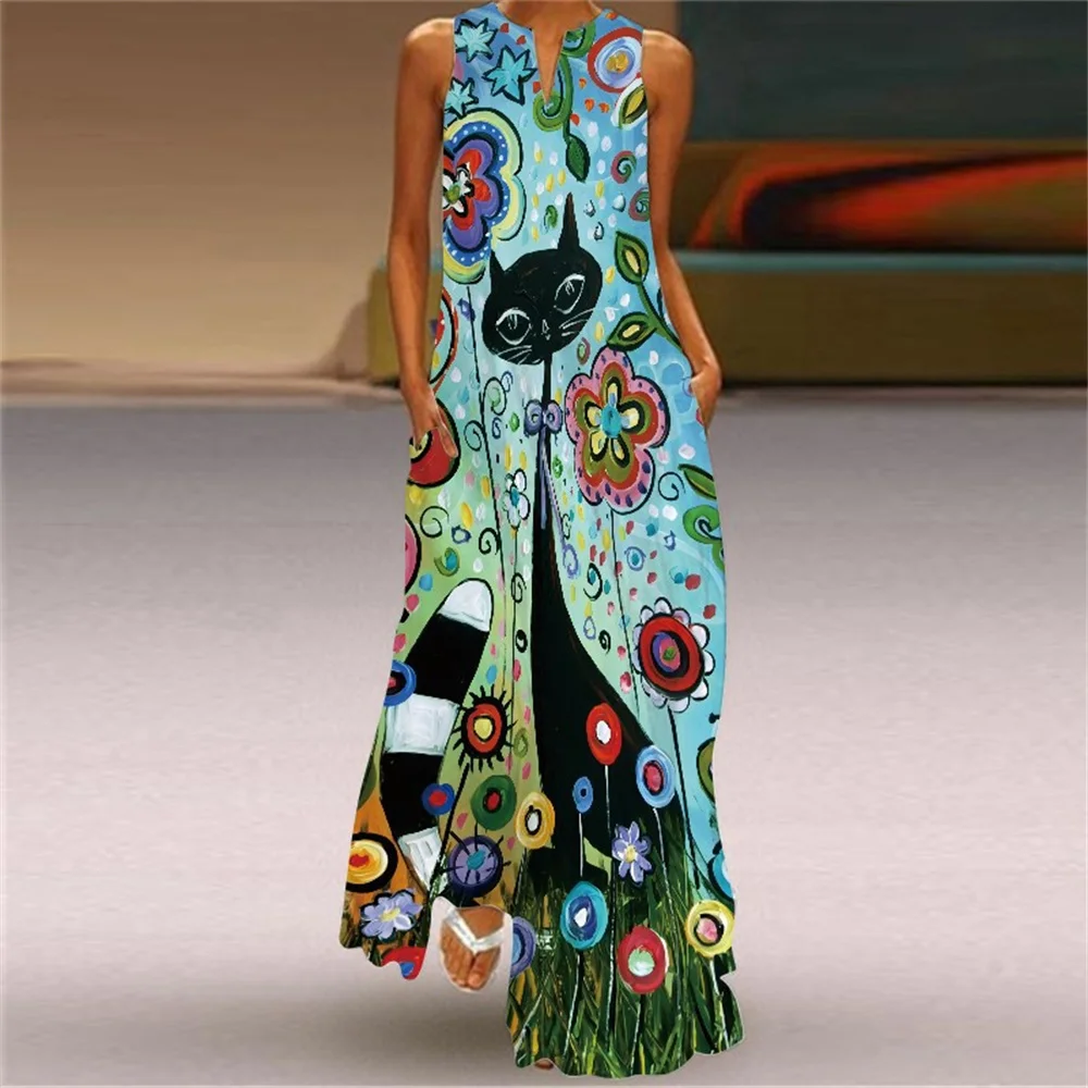 5XL Robe Women Dress Multicolor Floral Print Sleeveless Long Dress Summer Boho Ladies Casual Loose V-Neck Slim Sun Dress Vestido
5XL Robe Women Dress Multicolor Floral Print Sleeveless Long Dress Summer Boho Ladies Casual Loose V-Neck Slim Sun Dress Vestido