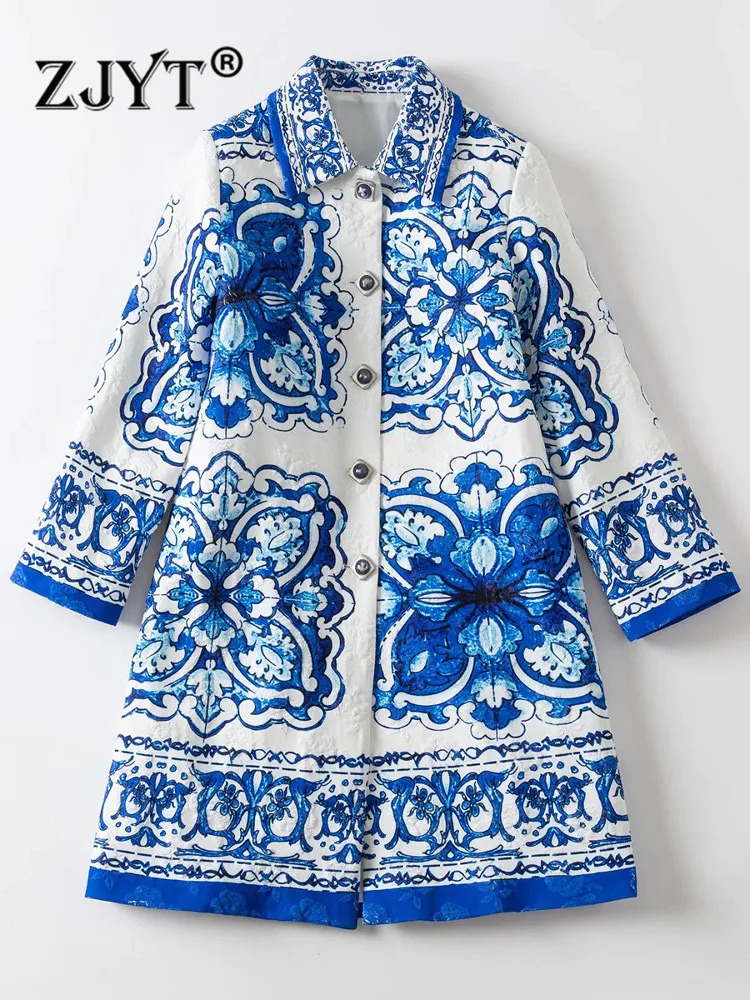 ZJYT Fashion Runway Autumn Print Jacquard Trench Coat Women Turn Down Collar Vintage Overcoat Long Sleeve Casual Outerwear Blue
ZJYT Fashion Runway Autumn Print Jacquard Trench Coat Women Turn Down Collar Vintage Overcoat Long Sleeve Casual Outerwear Blue