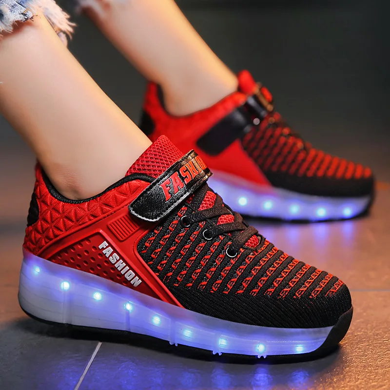 Size 28-40 Roller Sneakers for Kids Boys LED Light Up Shoes with Double Wheels USB Charging Skate Shoes for Children Boys Girls
Size 28-40 Roller Sneakers for Kids Boys LED Light Up Shoes with Double Wheels USB Charging Skate Shoes for Children Boys Girls
