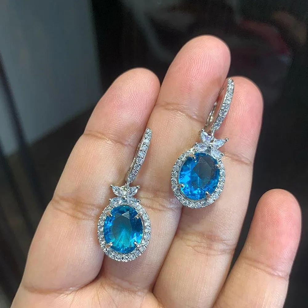 Oval White/Blue/Green/Red CZ Dangle Earrings Simple Luxury Women's Ear Accessories Fancy Birthday Gift Statement Jewelry
Oval White/Blue/Green/Red CZ Dangle Earrings Simple Luxury Women's Ear Accessories Fancy Birthday Gift Statement Jewelry