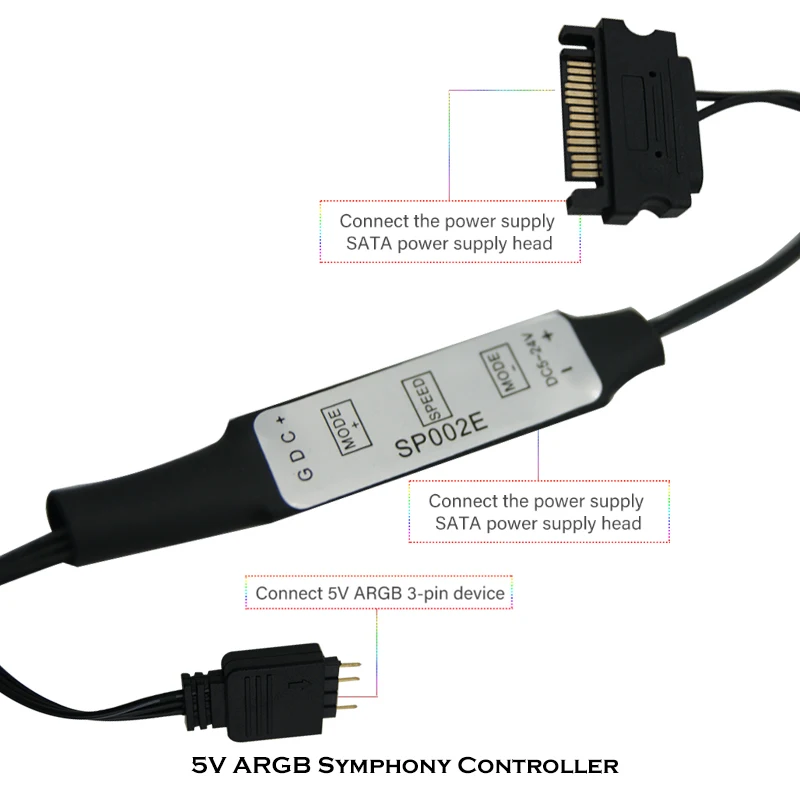 

5V RGB Controller Manual SATA Power Supply For LED Lighting Stripe Fan 3Pin AURA ARGB Computer PC Case 35CM