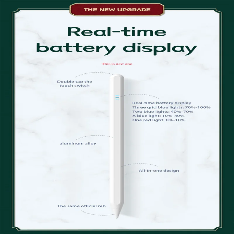 Practical Tablet Stylus T14 Tablet Stylus Magnetic Absorption Function Real-time Power Display Stylus Touch
Practical Tablet Stylus T14 Tablet Stylus Magnetic Absorption Function Real-time Power Display Stylus Touch