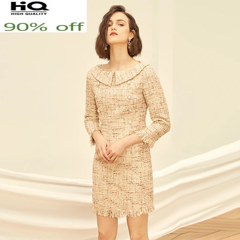 spring Tweed / autumn women's small ladies seven-point sleeves tweed party dress
spring Tweed / autumn women's small ladies seven-point sleeves tweed party dress