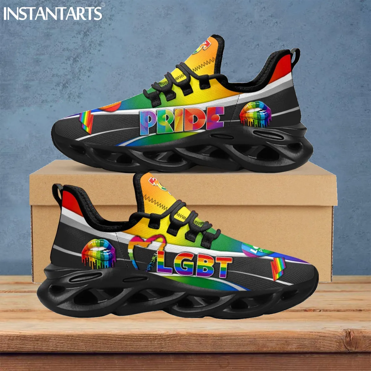 INSTANTARTS Fashion LGBT Lip Design Women Casual Flats Lightweight Platform Sneakers for Lady Rainbow Color Print Mesh Sneakers
INSTANTARTS Fashion LGBT Lip Design Women Casual Flats Lightweight Platform Sneakers for Lady Rainbow Color Print Mesh Sneakers