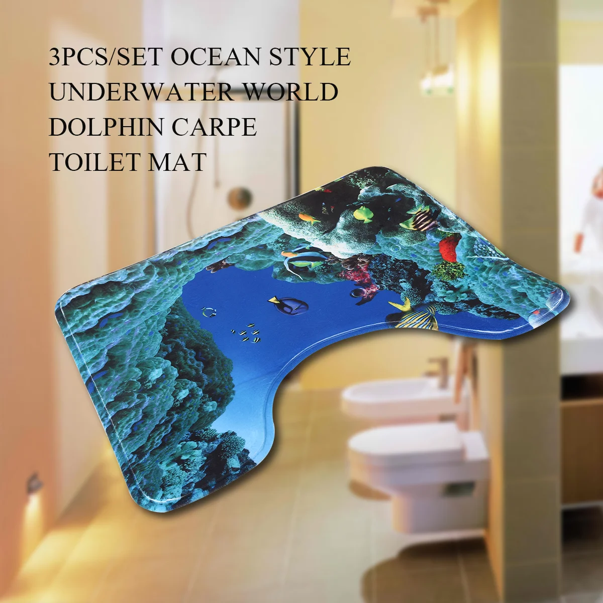 Toilet Mat Bathroom Set Rugs Mats 3Piece Carpe Dolphin Bath Rug Sets Shaped U Cover Underwater World Ocean Style 3Set Blue
Toilet Mat Bathroom Set Rugs Mats 3Piece Carpe Dolphin Bath Rug Sets Shaped U Cover Underwater World Ocean Style 3Set Blue