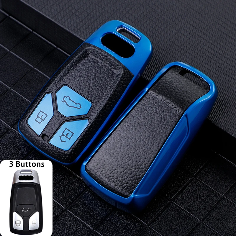 

TPU+Leather Car Remote Key Case Cover Shell For Audi A4 B9 A5 A6 8S 8W Q5 Q7 4M S4 S5 S7 TT TTS TFSI RS Protector Fob Keyless
