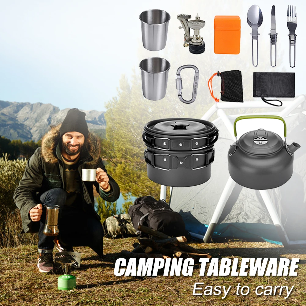 Hot Sale Outdoor Tableware Wear-resistant Outdoor Camping Cookware Picnic Cooking Fry Pan Kettle Fork Spoon Water Cup Kit
Hot Sale Outdoor Tableware Wear-resistant Outdoor Camping Cookware Picnic Cooking Fry Pan Kettle Fork Spoon Water Cup Kit