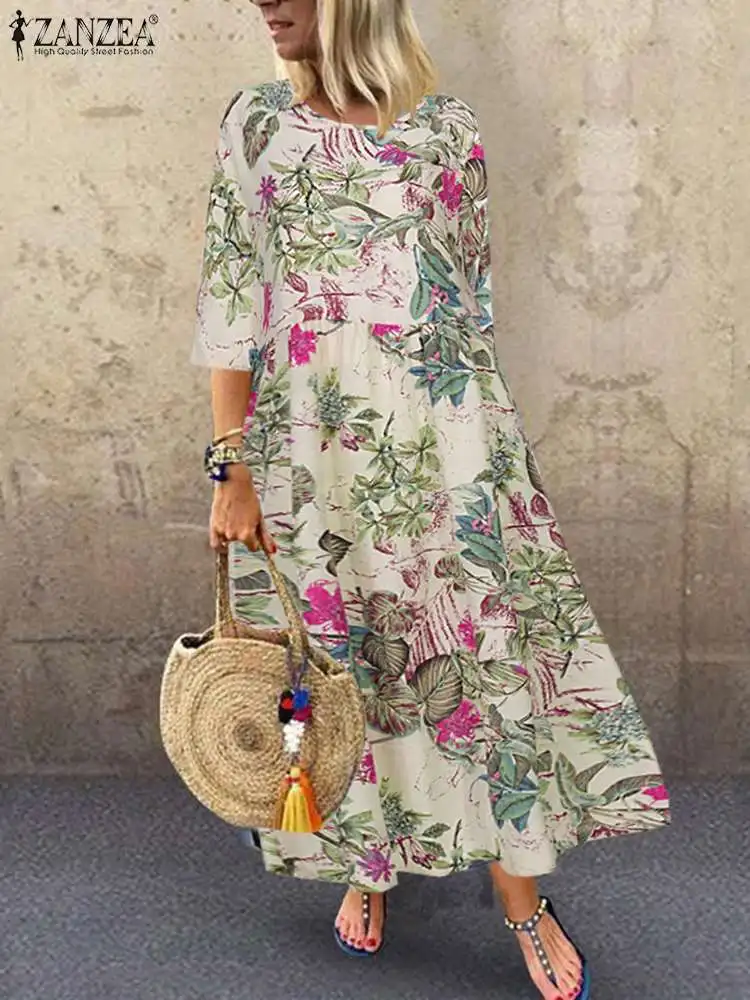 ZANZEA Summer Bohemian 3/4 Sleeve Holiday Floral Print Dress Women Vintage O Neck Beach Vestido Robe Femme Maxi Sundress Kaftan
ZANZEA Summer Bohemian 3/4 Sleeve Holiday Floral Print Dress Women Vintage O Neck Beach Vestido Robe Femme Maxi Sundress Kaftan