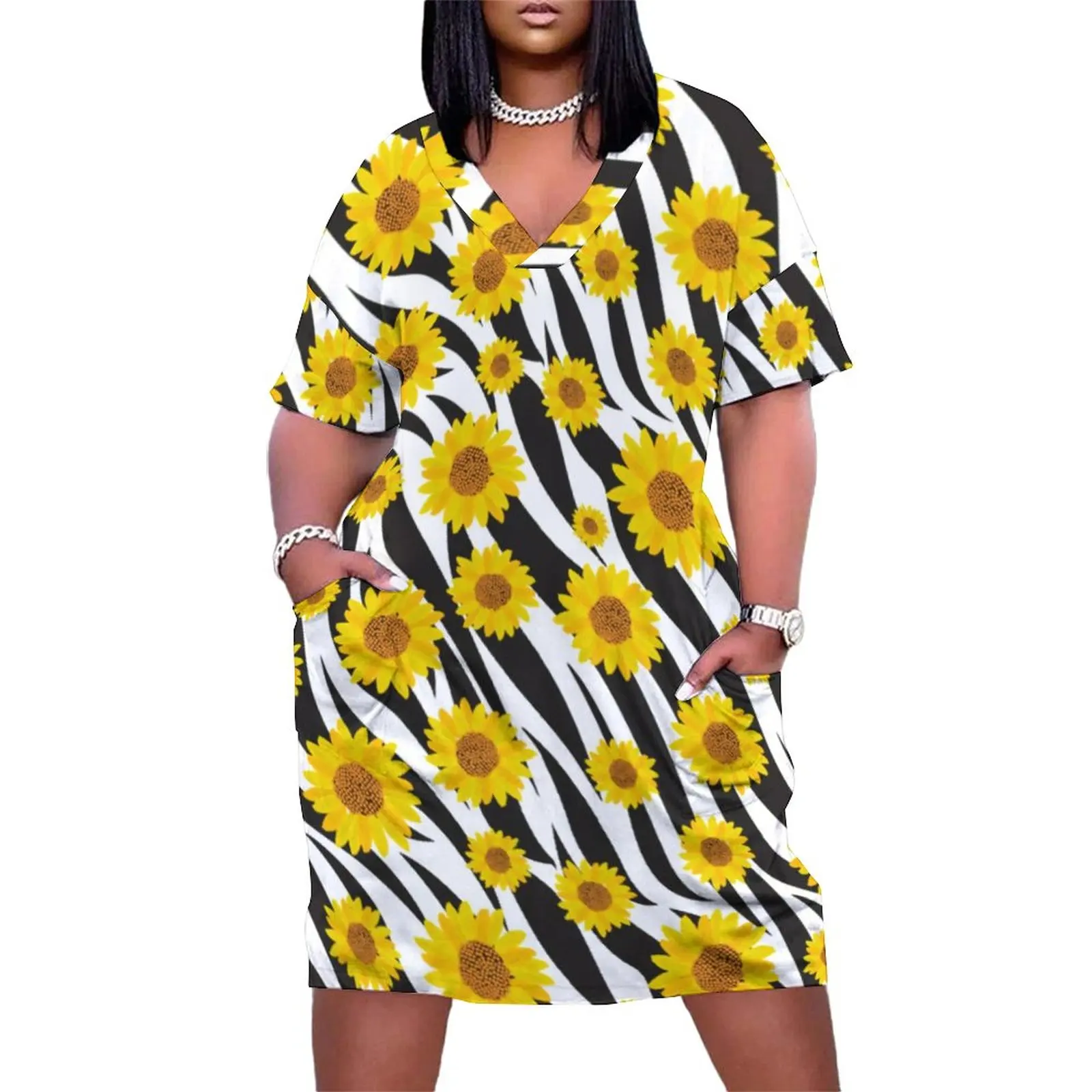 Yellow Sunflower Dress V Neck Floral Animal Print Kawaii Dresses Female Aesthetic Casual Dress With Pockets Plus Size 3XL 4XL
Yellow Sunflower Dress V Neck Floral Animal Print Kawaii Dresses Female Aesthetic Casual Dress With Pockets Plus Size 3XL 4XL