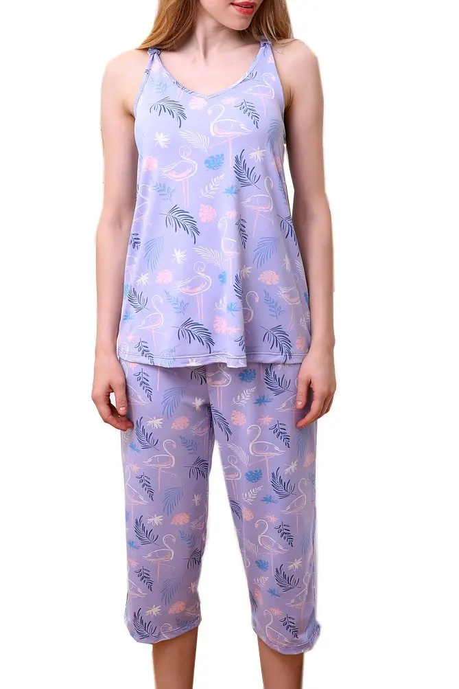 HMCN Women`s Sleeveless Racerback Capri Pajama 2 Pcs Set (Plus Size Available) 
HMCN Women`s Sleeveless Racerback Capri Pajama 2 Pcs Set (Plus Size Available)