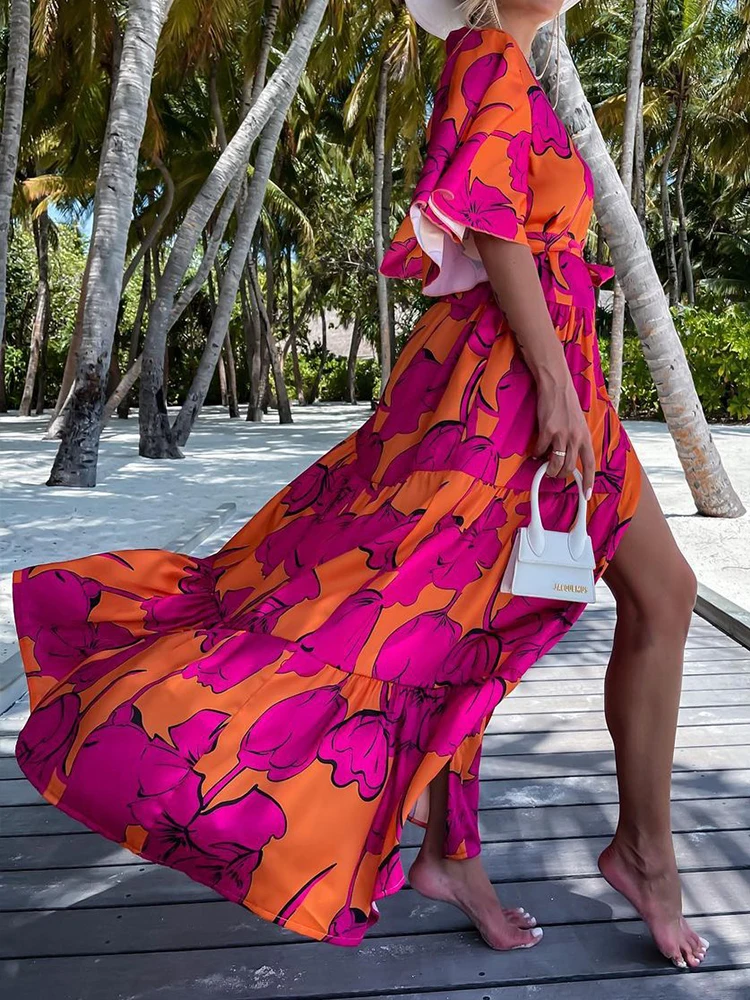 2022 Spring Summer Elegant Slit Chic New Dress Fashion Retro Printed Casual V-Neck Party Dress Women Sexy Slim Maxi Dresses Robe
2022 Spring Summer Elegant Slit Chic New Dress Fashion Retro Printed Casual V-Neck Party Dress Women Sexy Slim Maxi Dresses Robe