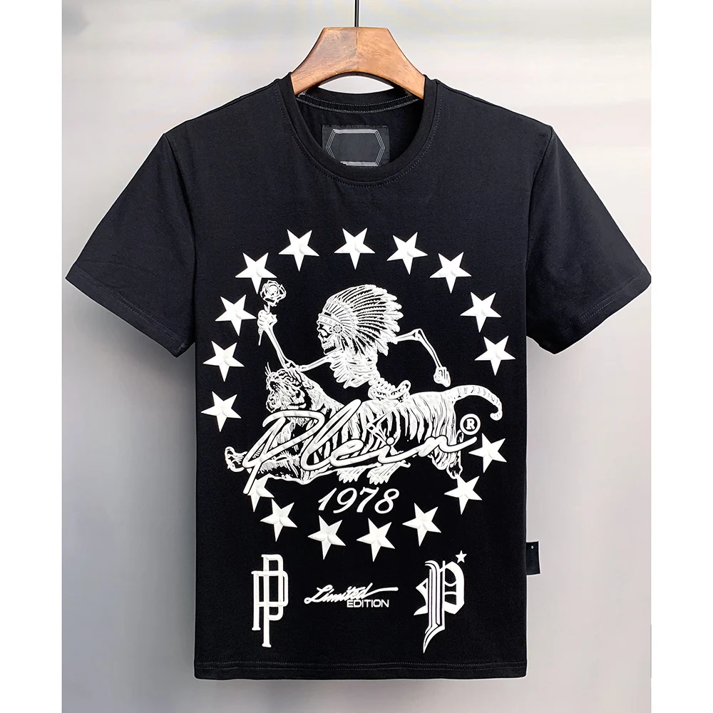 short sleeve t-shirt men's pure cotton skull tiger star pattern printed top fashion trend slim fit in spring and summer plein
short sleeve t-shirt men's pure cotton skull tiger star pattern printed top fashion trend slim fit in spring and summer plein