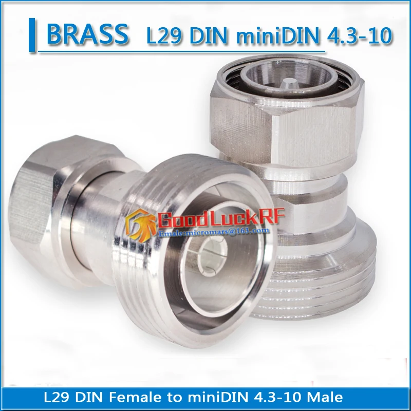 L29 7/16 DIN Female to miniDIN mini DIN 4.3-10 Male Plug Socket Straight Brass Coaxial 4310 RF Connector Adapters
L29 7/16 DIN Female to miniDIN mini DIN 4.3-10 Male Plug Socket Straight Brass Coaxial 4310 RF Connector Adapters