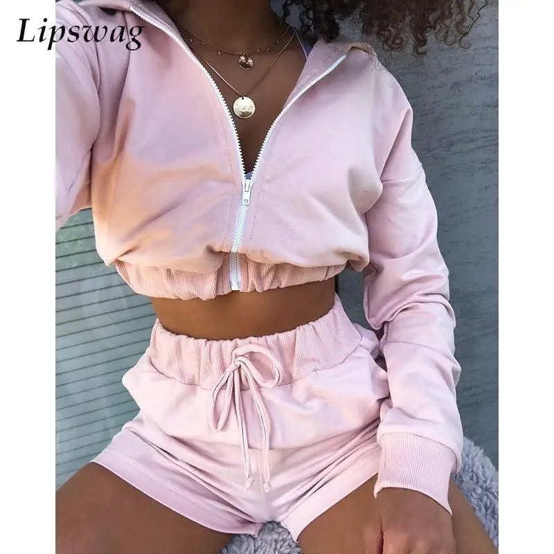 Casual Long Sleeve Zip Sweatshirt Coat Outfits Women Hoodies Tops And Tie-up Sports Shorts Suits New Fashion Solid Two Piece Set
Casual Long Sleeve Zip Sweatshirt Coat Outfits Women Hoodies Tops And Tie-up Sports Shorts Suits New Fashion Solid Two Piece Set